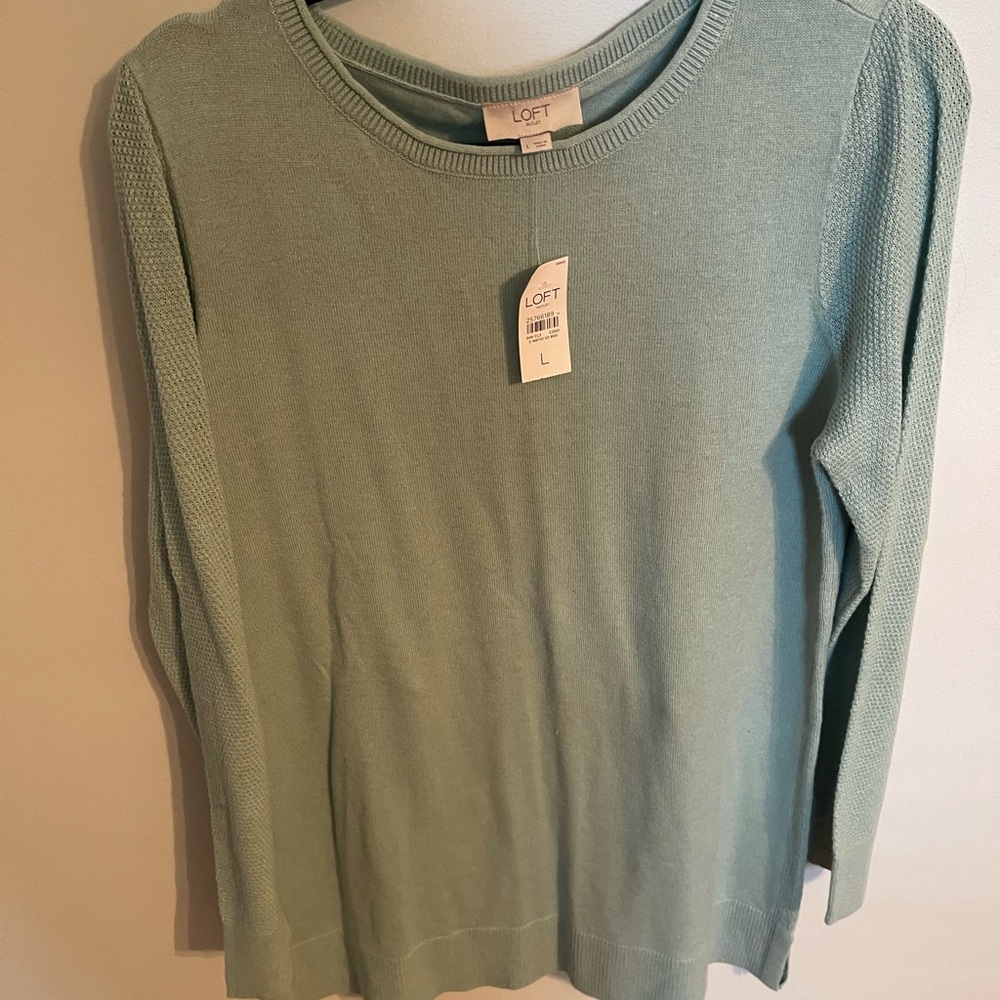 LOFT Green Fitted Long Sleeve T-Shirt